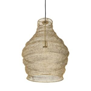 Gold Mesh and Iron Pendant Light-16.0L x 16.0W x 20.0H
