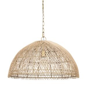 1-Light Natural Woven Rattan Dome Pendant