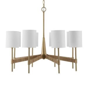 Warm Brass and Linen 8-light Chandelier