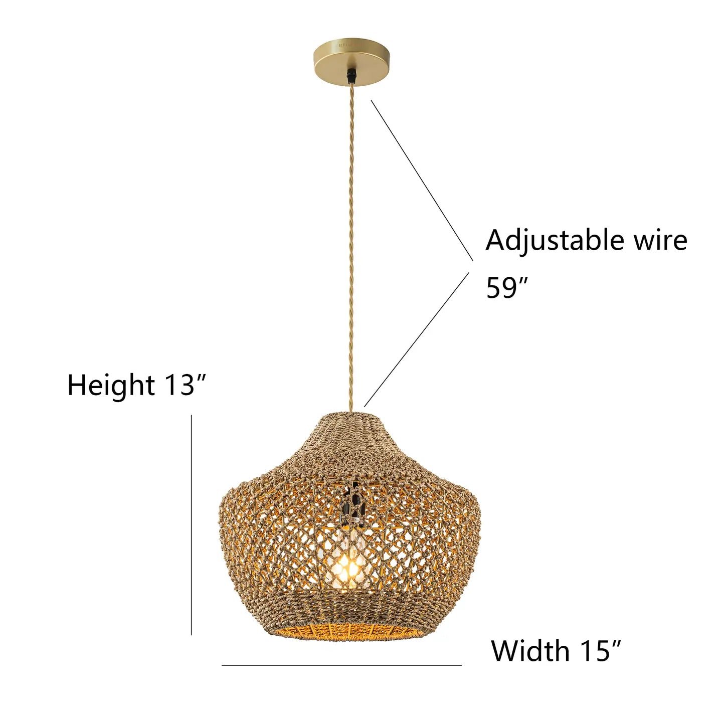 1-Light Modern Coastal Natural Rattan Pendant Light - Image 2