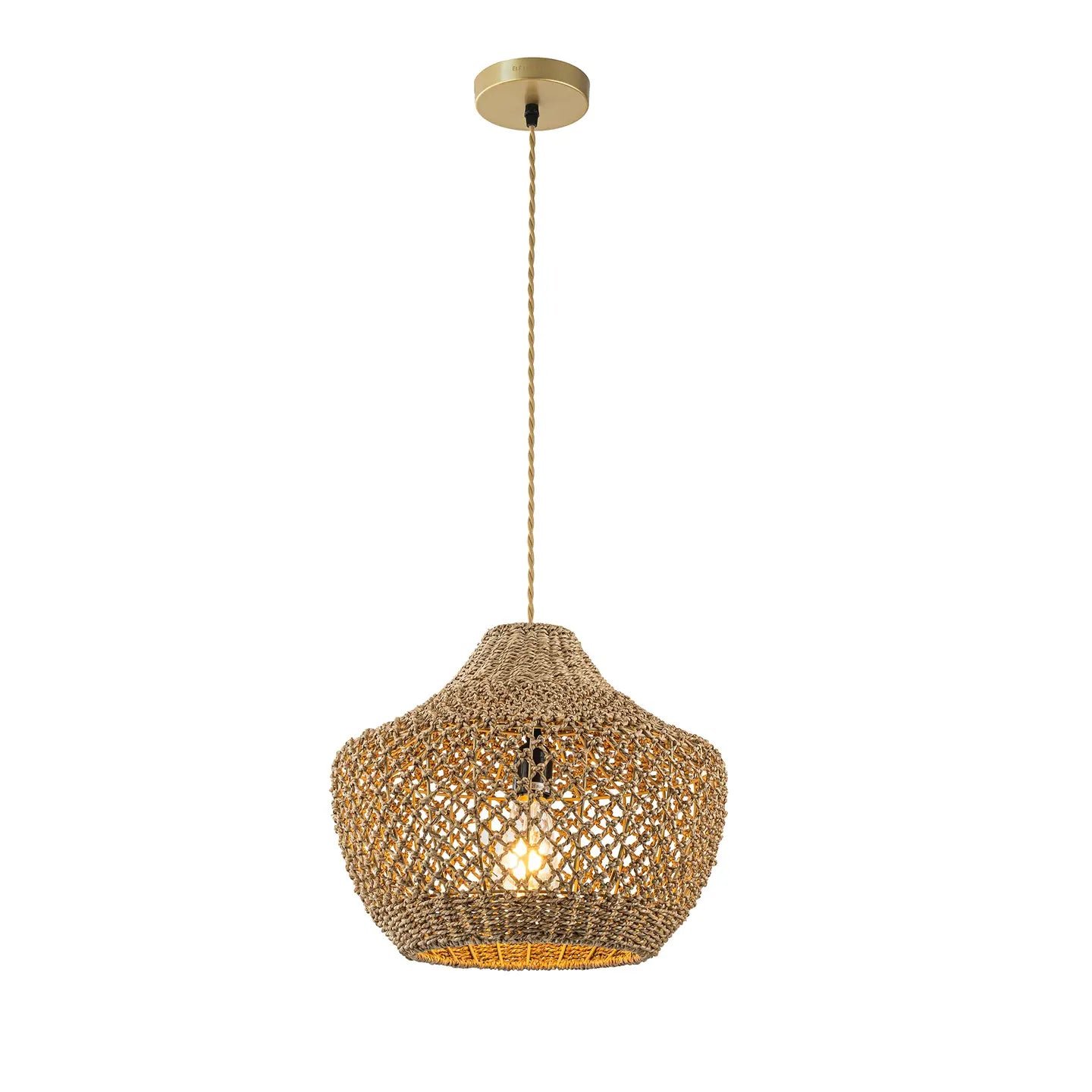1-Light Modern Coastal Natural Rattan Pendant Light