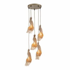 5-Light Multi Pendant Modern Rattan Cluster Chandelier